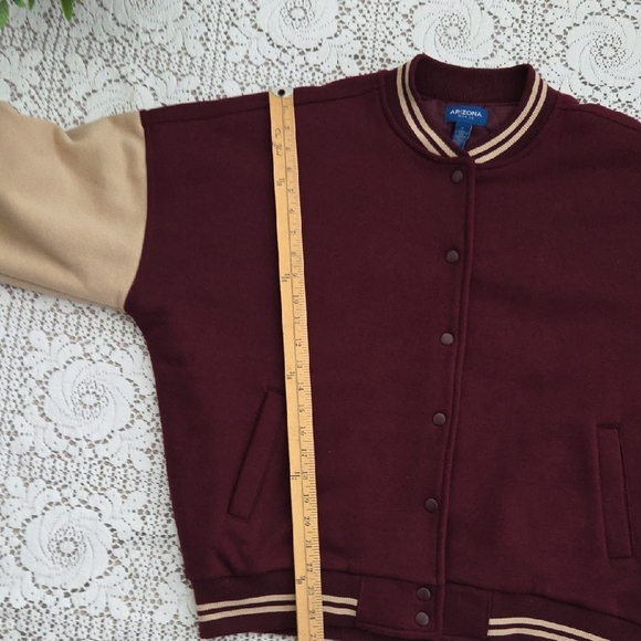 Arizona Jean Company Maroon and Tan Varsity Jacket Size M - Picture 7 of 7